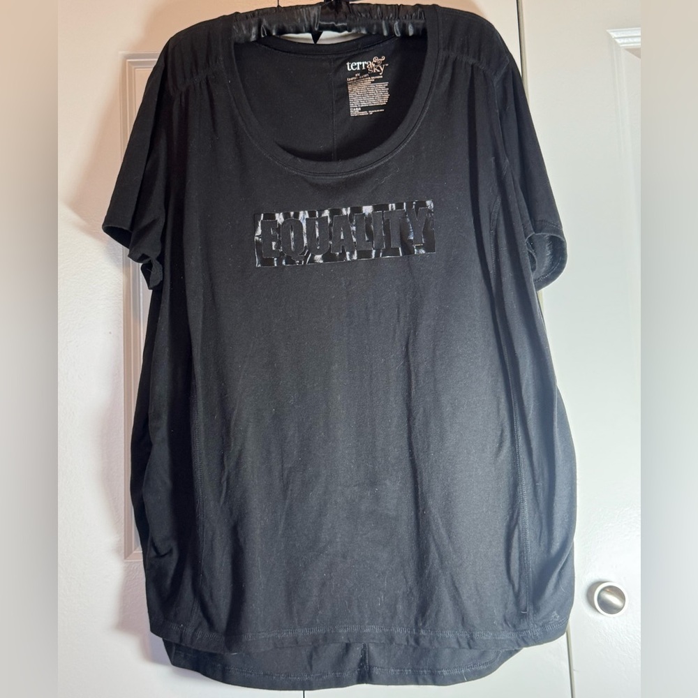 Terra & Sky EQUALITY Graphic Black Short Sleeve Tunic Top 2X 20W/22W